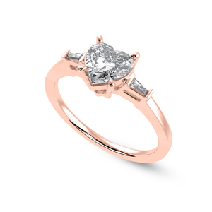 Jewelove™ Rings Women's Band only / VS I 70-Pointer Heart Cut Solitaire with Baguette Diamond Accents 18K Rose Gold Ring JL AU 1225R-B