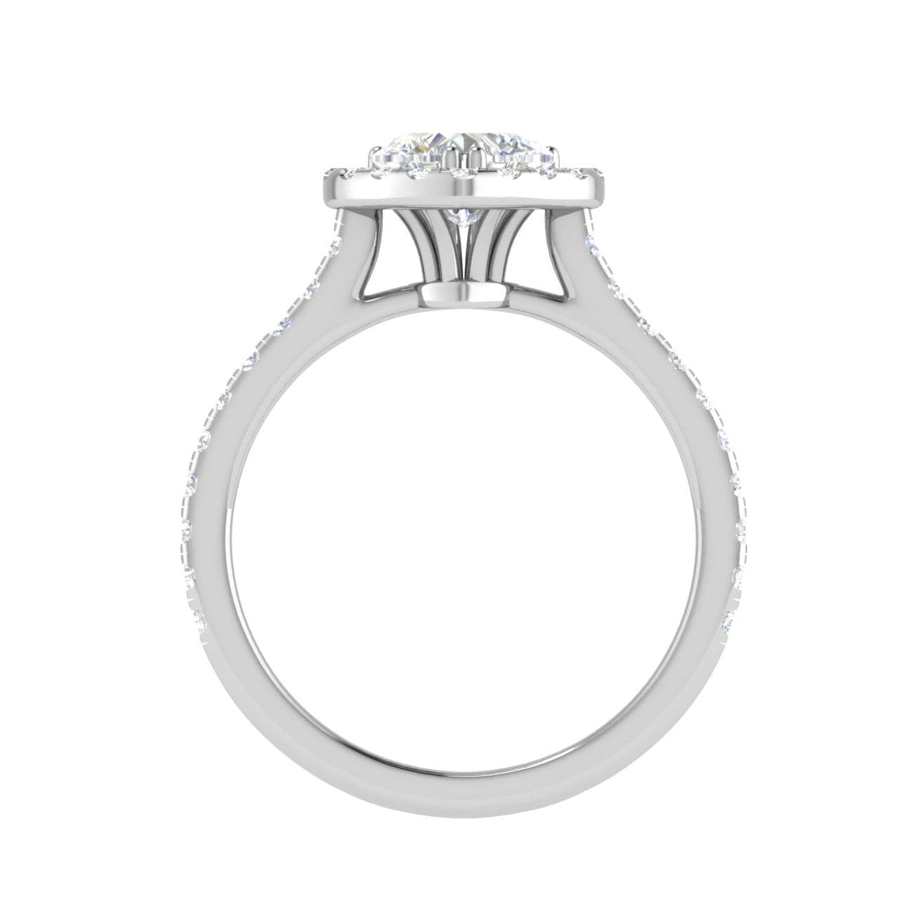 Jewelove™ Rings I VS / Women's Band only 70-Pointer Heart Solitaire Halo Diamond Shank Platinum Ring JL PT RH HS 139-B