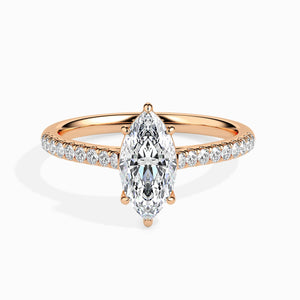 Jewelove™ Rings Women's Band only / VS I 70-Pointer Marquise Cut Solitaire Diamond Shank 18K Rose Gold Ring JL AU 19019R-B