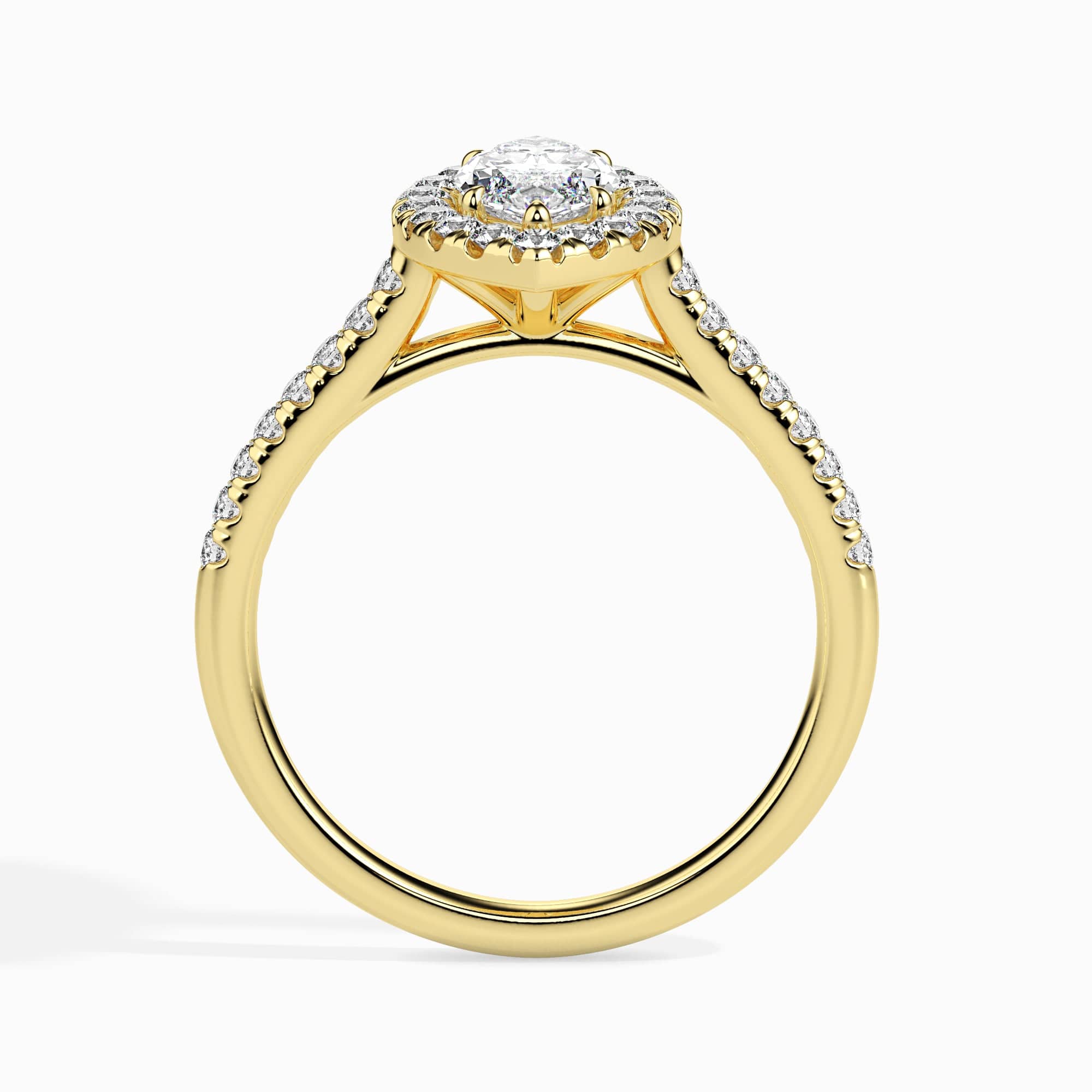 Jewelove™ Rings Women's Band only / VS I 70-Pointer Marquise Cut Solitaire Halo Diamond Shank 18K Yellow Gold Ring JL AU 19039Y-B