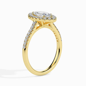 Jewelove™ Rings Women's Band only / VS I 70-Pointer Marquise Cut Solitaire Halo Diamond Shank 18K Yellow Gold Ring JL AU 19039Y-B