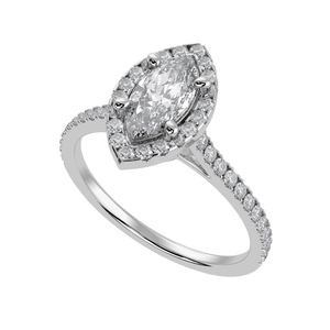 Jewelove™ Rings I VS / Women's Band only 70-Pointer Marquise Cut Solitaire Halo Diamond Shank Platinum Ring JL PT 1176-B