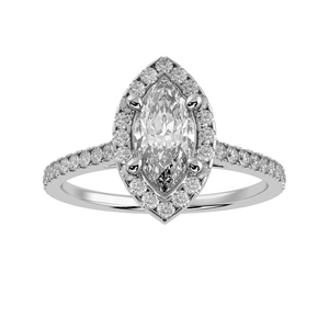 Jewelove™ Rings I VS / Women's Band only 70-Pointer Marquise Cut Solitaire Halo Diamond Shank Platinum Ring JL PT 1176-B