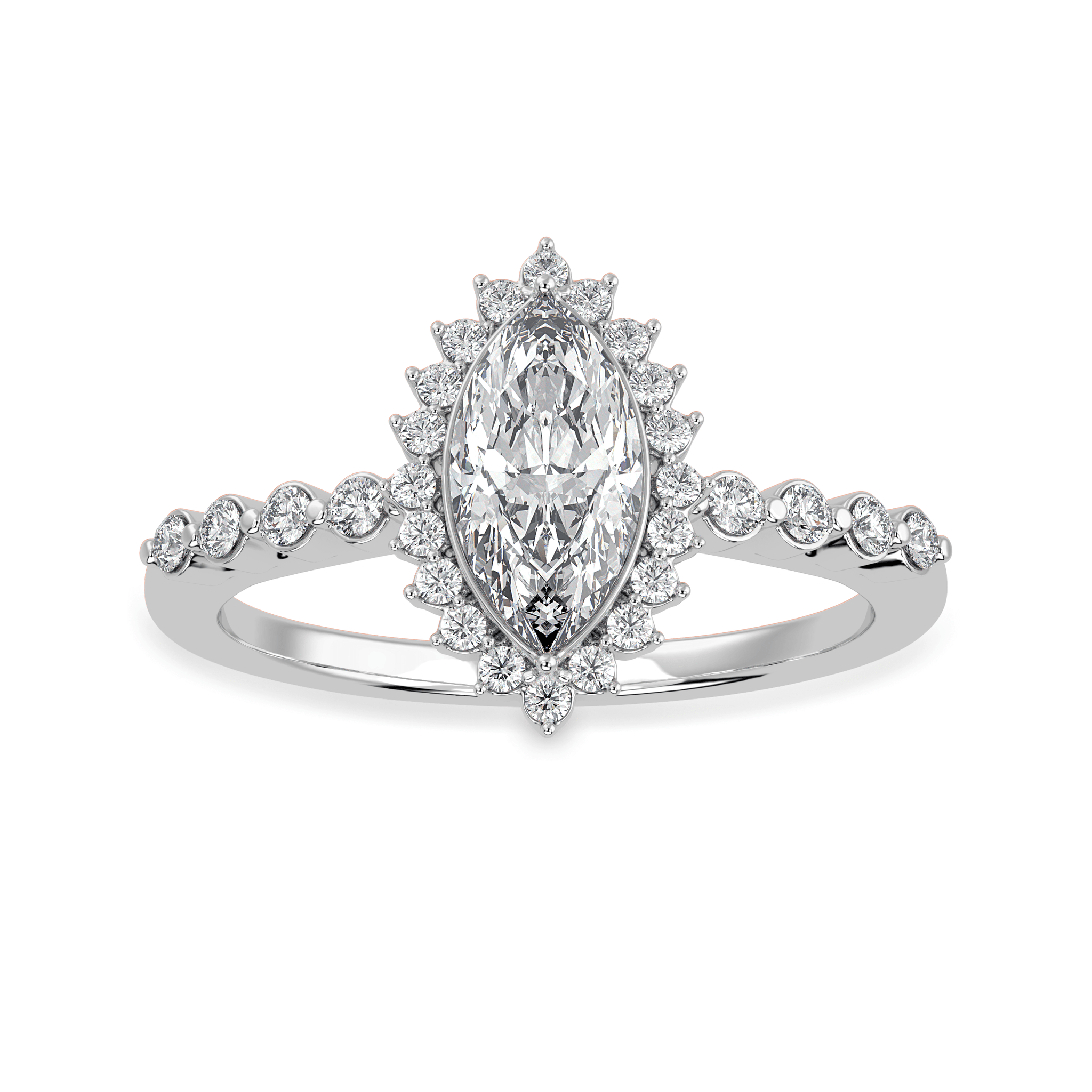 Jewelove™ Rings I VS / Women's Band only 70-Pointer Marquise Cut Solitaire Halo Diamond Shank Platinum Ring JL PT 1254-B