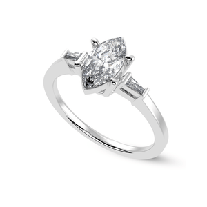 Jewelove™ Rings I VS / Women's Band only 70-Pointer Marquise Cut Solitaire with Baguette Diamond Platinum Ring JL PT 1228-B