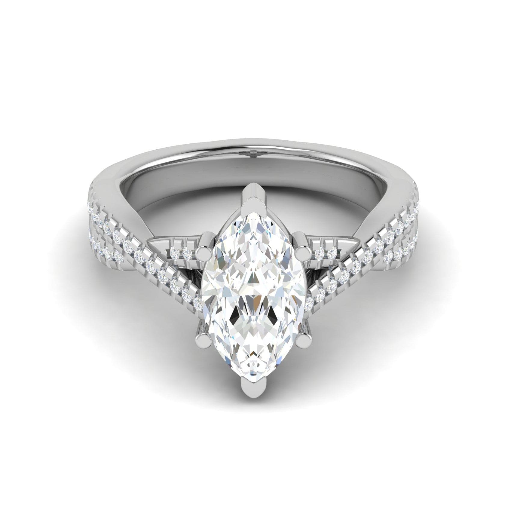 Jewelove™ I VS / Women's Band only 70-Pointer Marquise Solitaire Diamonds Twisted Shank Platinum Ring JL PT REPS1456-B