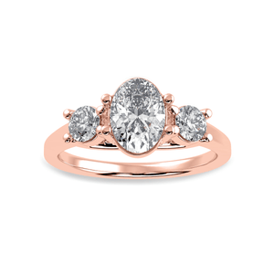 Jewelove™ Rings Women's Band only / VS J 70-Pointer Oval Cut Solitaire Diamond Accents 18K Rose Gold Ring JL AU 1234R-B