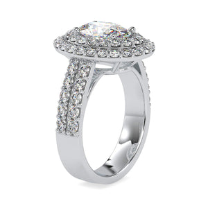 Jewelove™ Rings VS I / Women's Band only 70-Pointer Oval Cut Solitaire Diamond Halo Split Shank Platinum Ring JL PT 0036-B