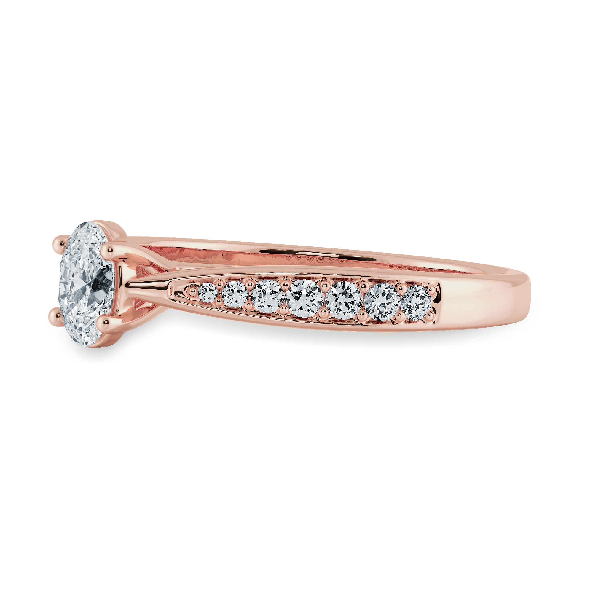 Jewelove™ Rings Women's Band only / VS I 70-Pointer Oval Cut Solitaire Diamond Shank 18K Rose Gold Ring JL AU 1283R-B