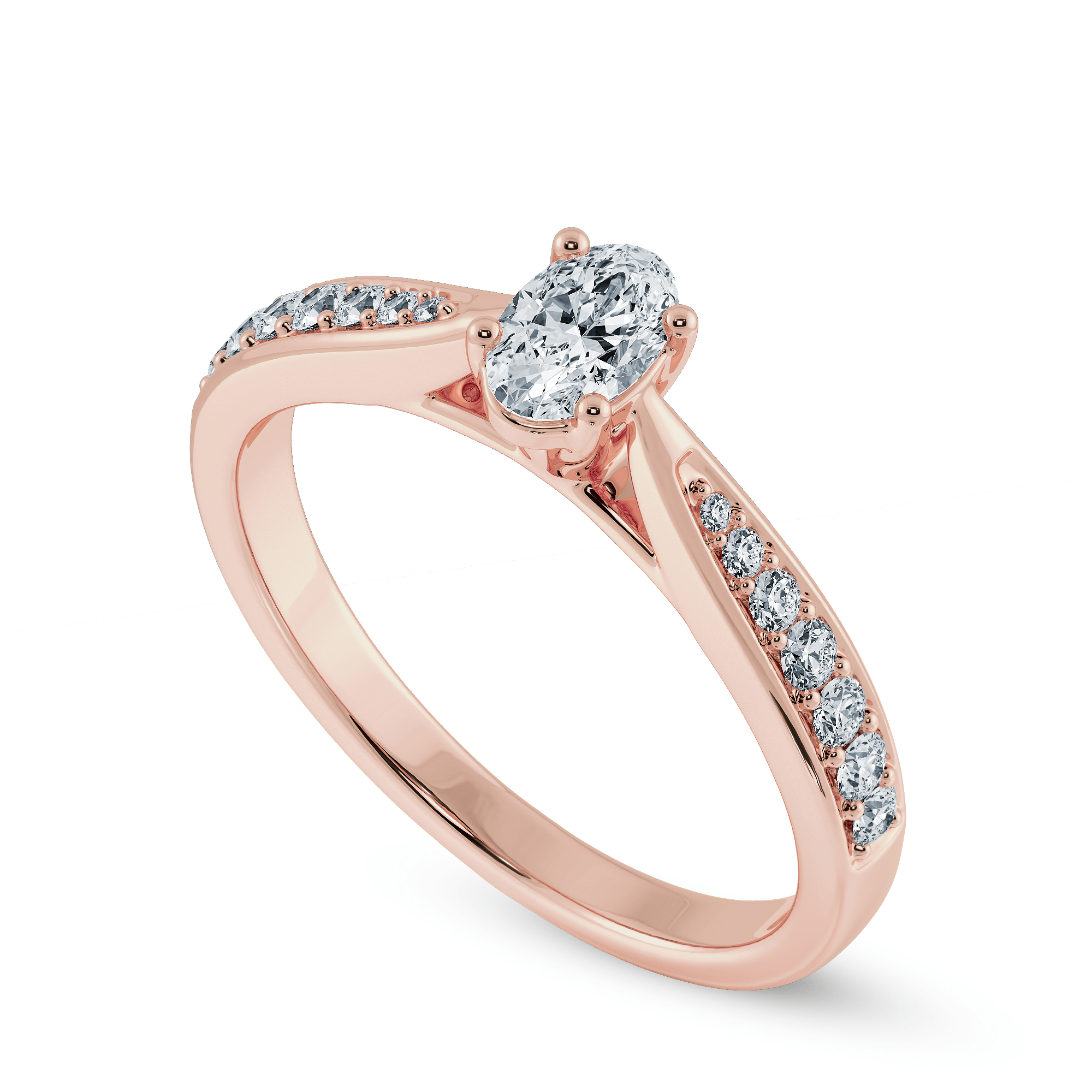 Jewelove™ Rings Women's Band only / VS I 70-Pointer Oval Cut Solitaire Diamond Shank 18K Rose Gold Ring JL AU 1283R-B