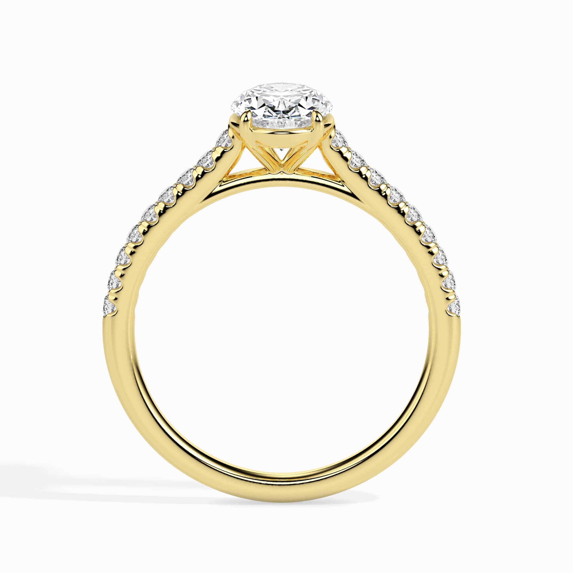 Jewelove™ Rings Women's Band only / VS I 70-Pointer Oval Cut Solitaire Diamond Shank 18K Yellow Gold Ring JL AU 19014Y-B