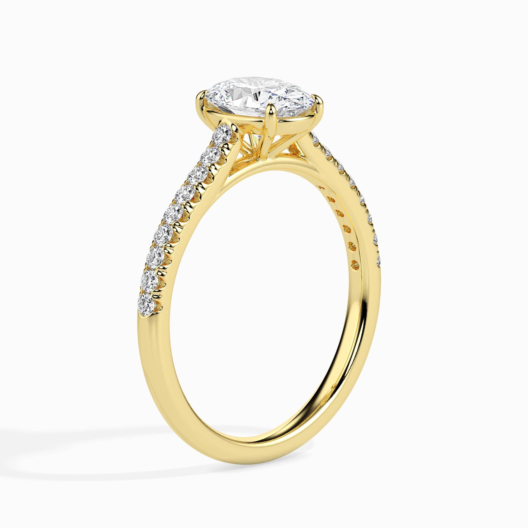 Jewelove™ Rings Women's Band only / VS I 70-Pointer Oval Cut Solitaire Diamond Shank 18K Yellow Gold Ring JL AU 19014Y-B