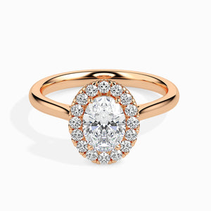 Jewelove™ Rings Women's Band only / VS I 70-Pointer Oval Cut Solitaire Halo Diamond 18K Rose Gold Ring JL AU 19024R-B