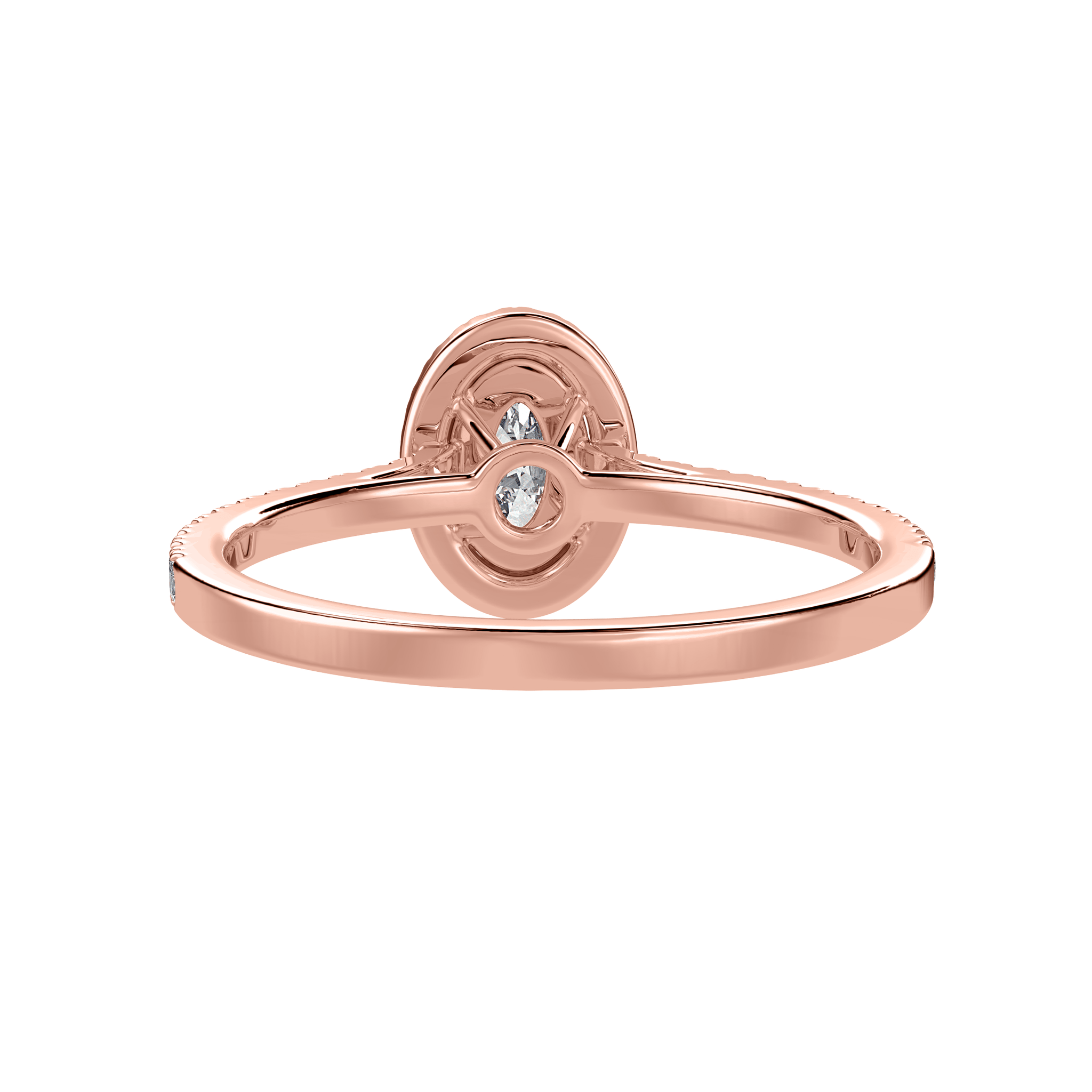 Jewelove™ Rings Women's Band only / VS I 70-Pointer Oval Cut Solitaire Halo Diamond Shank 18K Rose Gold Ring JL AU 1291R-B