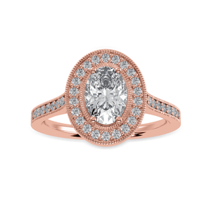 Jewelove™ Rings Women's Band only / VS I 70-Pointer Oval Cut Solitaire Halo Diamond Shank 18K Rose Gold Ring JL AU 1325R-B