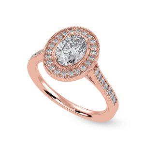 Jewelove™ Rings Women's Band only / VS I 70-Pointer Oval Cut Solitaire Halo Diamond Shank 18K Rose Gold Ring JL AU 1325R-B