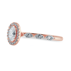 Jewelove™ Rings VS I 70-Pointer Oval Cut Solitaire Halo Diamonds with Marquise Cut Accents 18K Rose Gold Ring JL AU 1275R-B