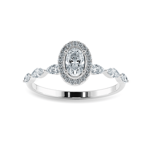 Jewelove™ Rings I VS / Women's Band only 70-Pointer Oval Cut Solitaire Halo Diamonds with Marquise Cut Accents Platinum Ring JL PT 1275-B