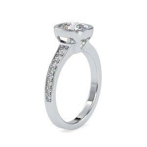 Jewelove™ Rings VS I / Women's Band only 70-Pointer Oval Cut Solitaire Platinum Diamond Shank Ring JL PT 0092-B