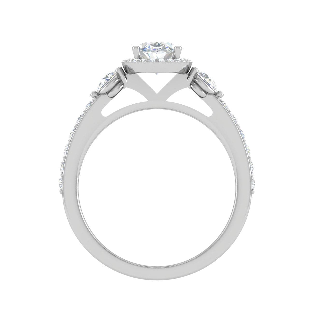 Jewelove™ Rings I VS / Women's Band only 70-Pointer Oval Shape Solitaire Halo Diamond Accents Platinum Ring JL PT IM1702-B