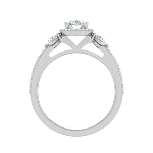 Jewelove™ Rings I VS / Women's Band only 70-Pointer Oval Shape Solitaire Halo Diamond Accents Platinum Ring JL PT IM1702-B