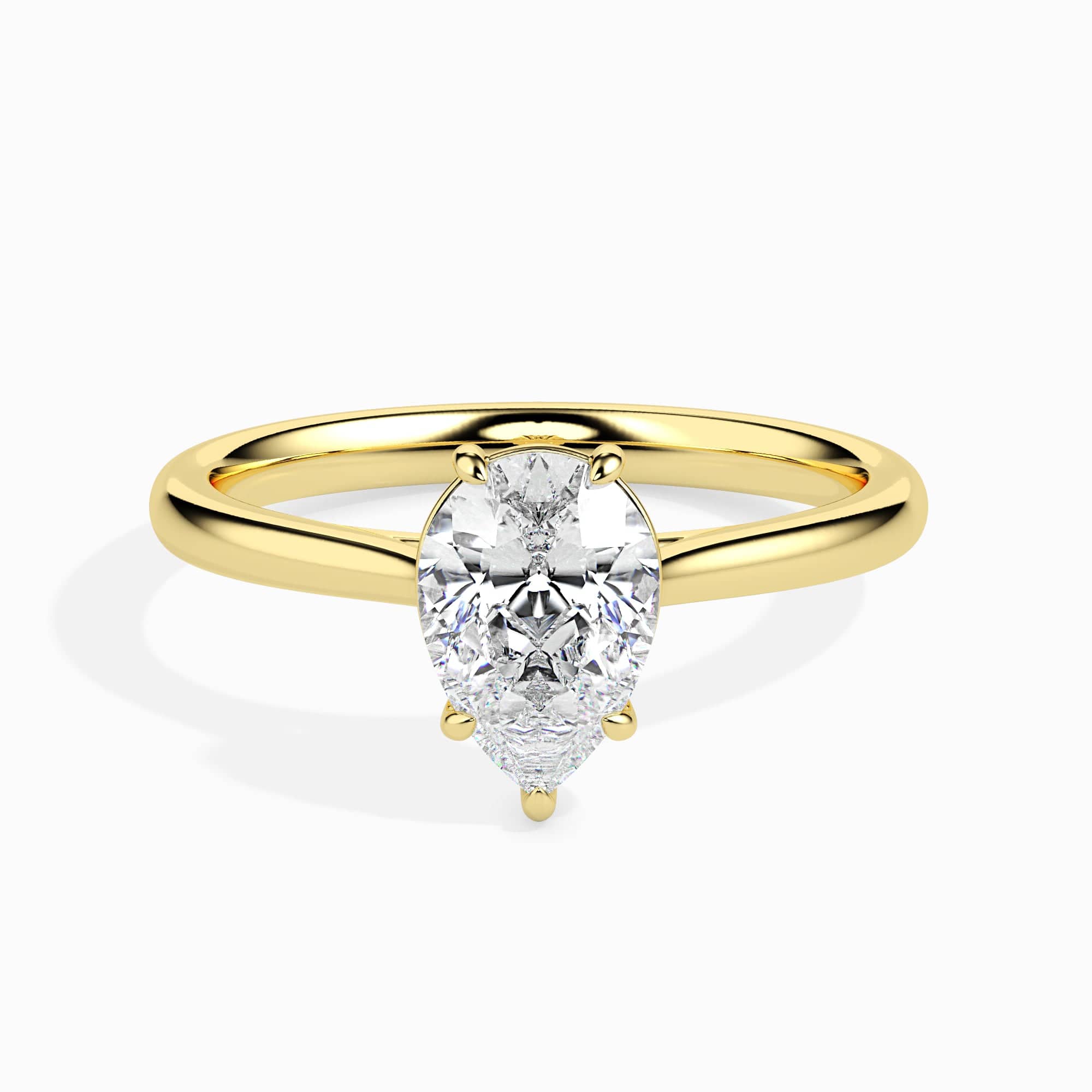 Jewelove™ Rings Women's Band only / VS I 70-Pointer Pear Cut Solitaire Diamond 18K Yellow Gold Ring JL AU 19010Y-B