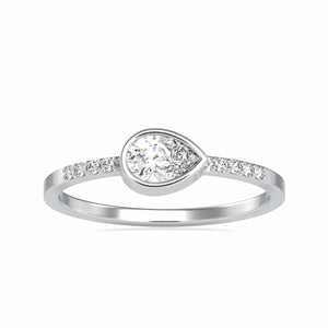 Jewelove™ Rings VS I / Women's Band only 70-Pointer Pear Cut Solitaire Diamond Accents Platinum Ring JL PT 0682-B