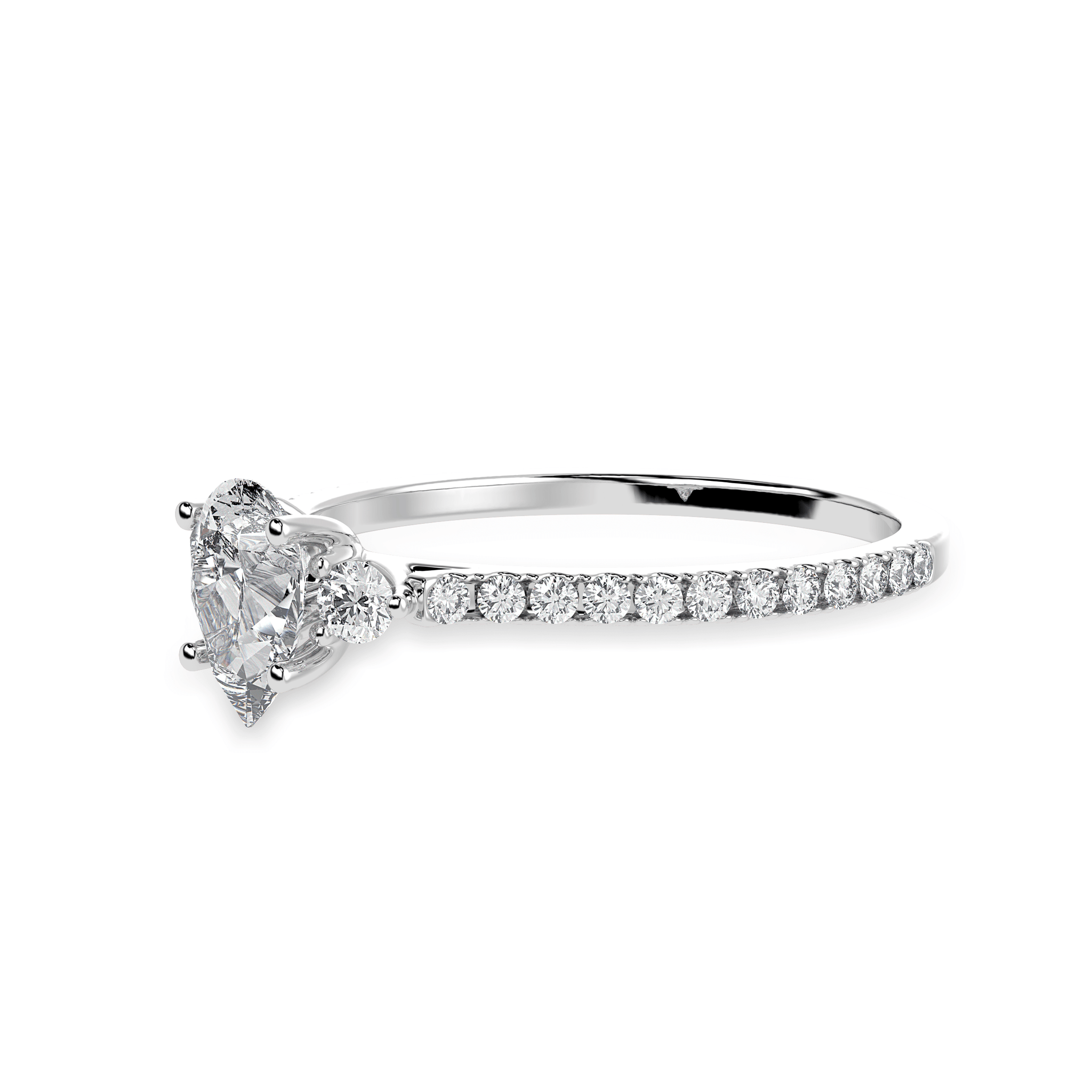 Jewelove™ Rings I VS / Women's Band only 70-Pointer Pear Cut Solitaire Diamond Accents Shank Platinum Ring JL PT 1245-B