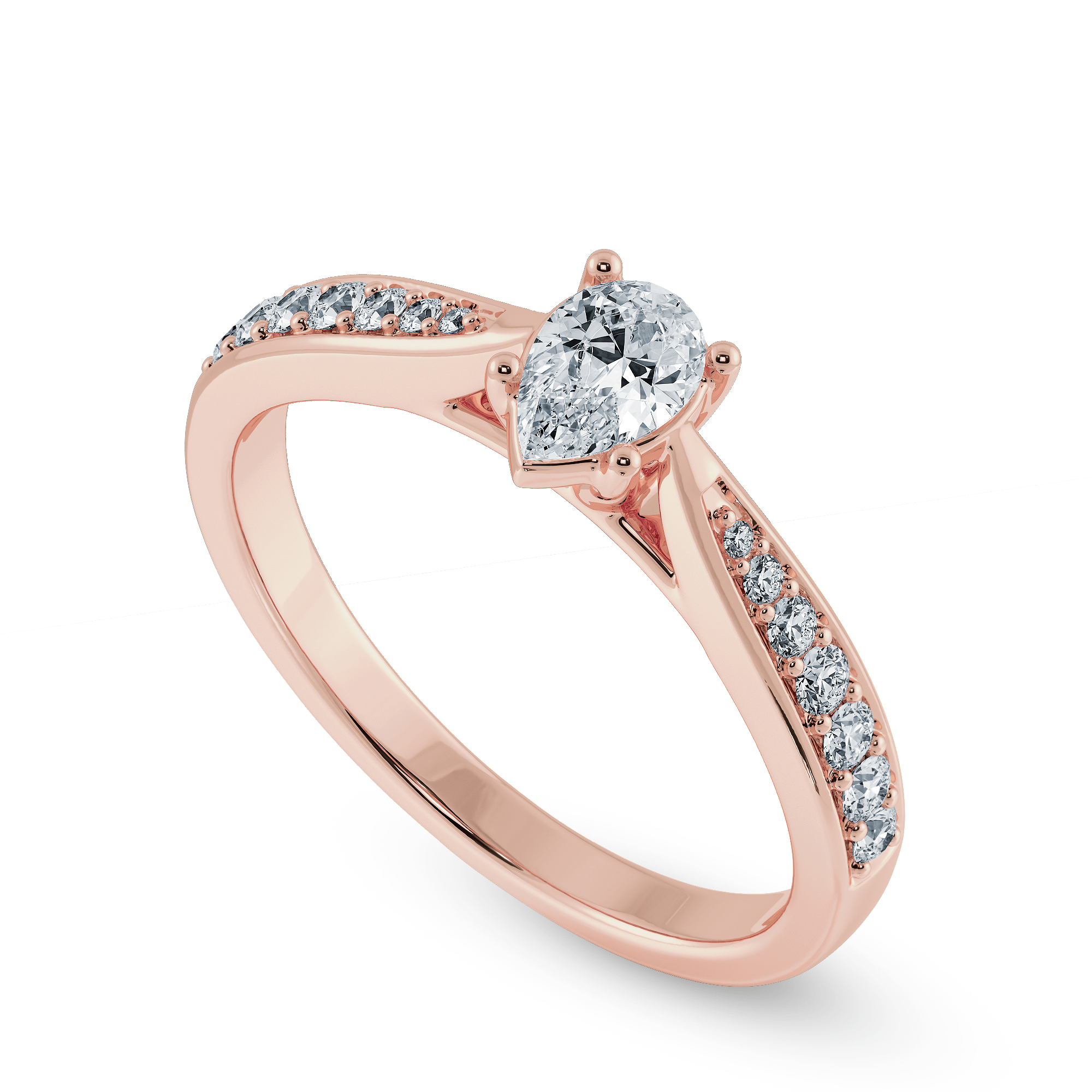 Jewelove™ Rings Women's Band only / VS I 70-Pointer Pear Cut Solitaire Diamond Shank 18K Rose Gold Ring JL AU 1284R-B