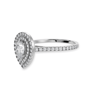 Jewelove™ Rings I VS / Women's Band only 70-Pointer Pear Cut Solitaire Double Halo Diamond Shank Platinum Ring JL PT 1300-B