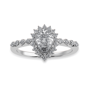 Jewelove™ Rings I VS / Women's Band only 70-Pointer Pear Cut Solitaire Halo Diamond Shank Platinum Ring JL PT 1253-B