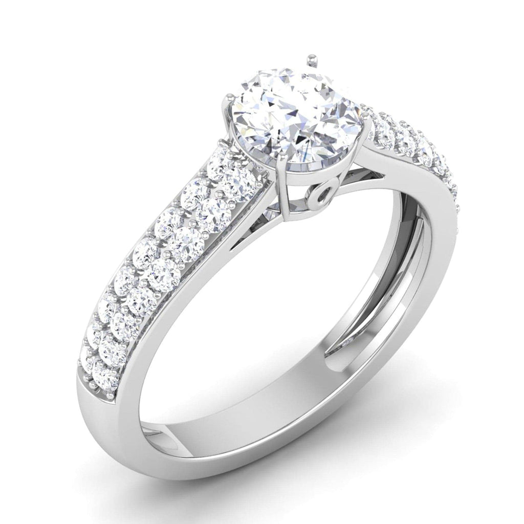 Jewelove™ Rings J VS / Women's Band only 70-Pointer Platinum Two Row Diamond Shank Solitaire Engagement Ring JL PT 6989-B