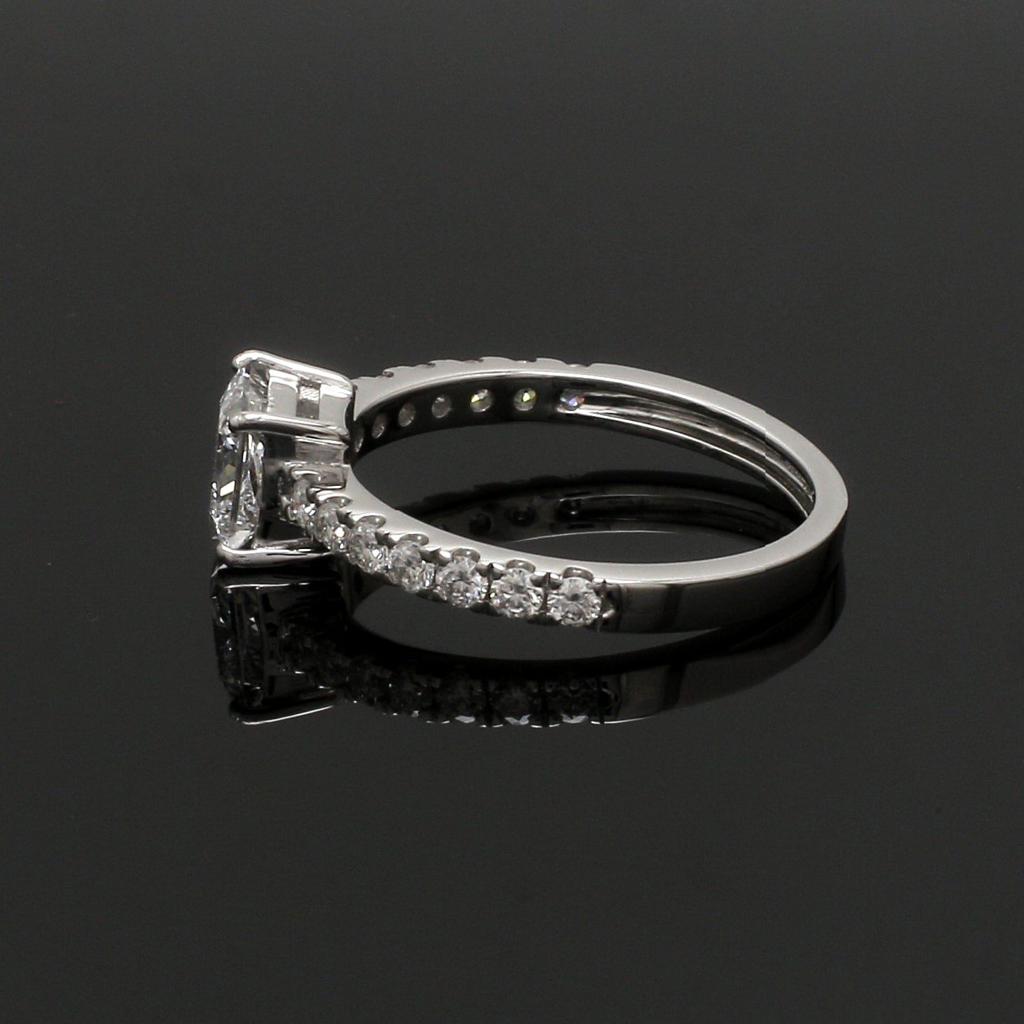 Jewelove™ Rings I VS / Women's Band only 70-Pointer Princess Cut Solitaire Diamond Shank Platinum Ring JL PT 1313-B