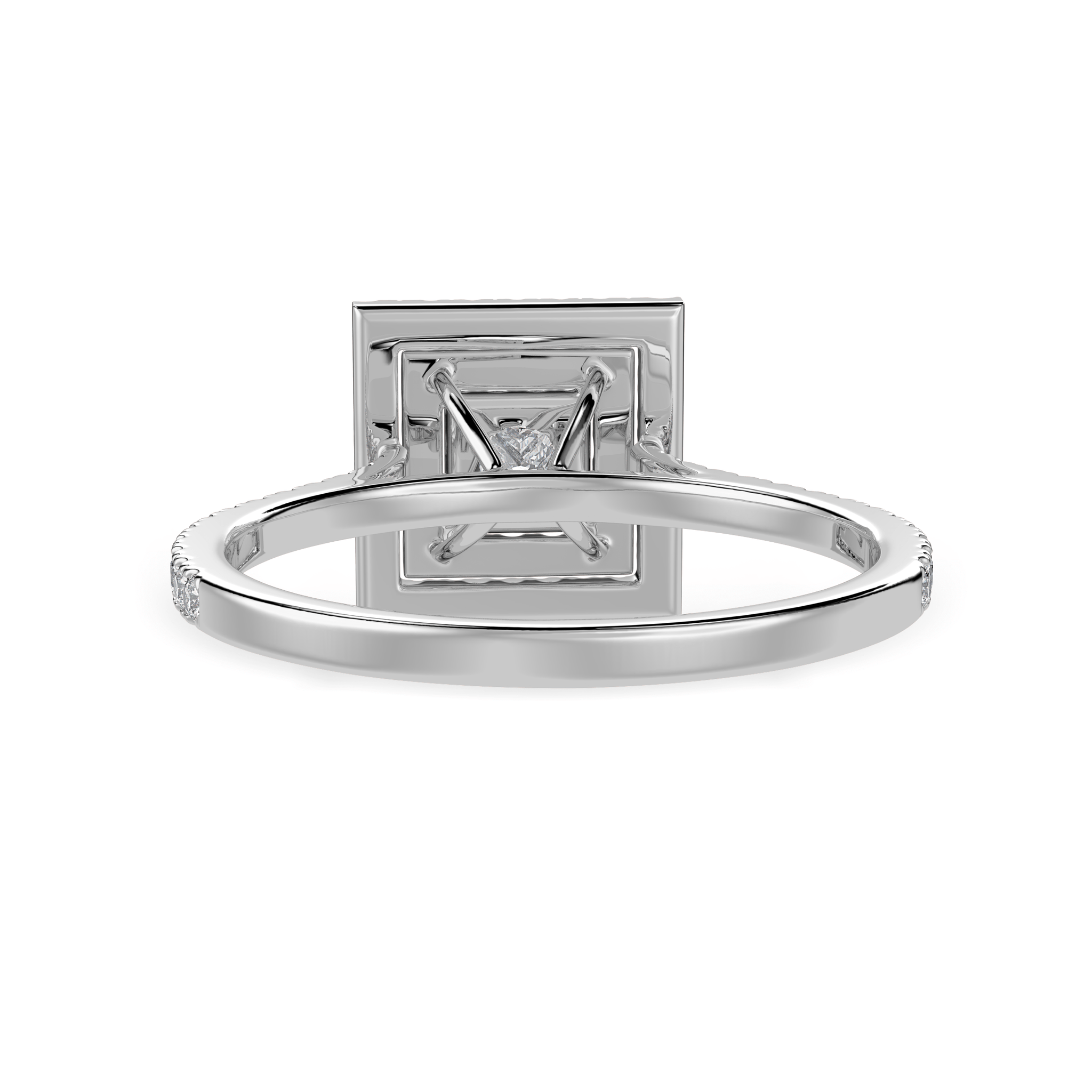 Jewelove™ Rings I VS / Women's Band only 70-Pointer Princess Cut Solitaire Double Halo Diamond Shank Platinum Ring JL PT 1300-B