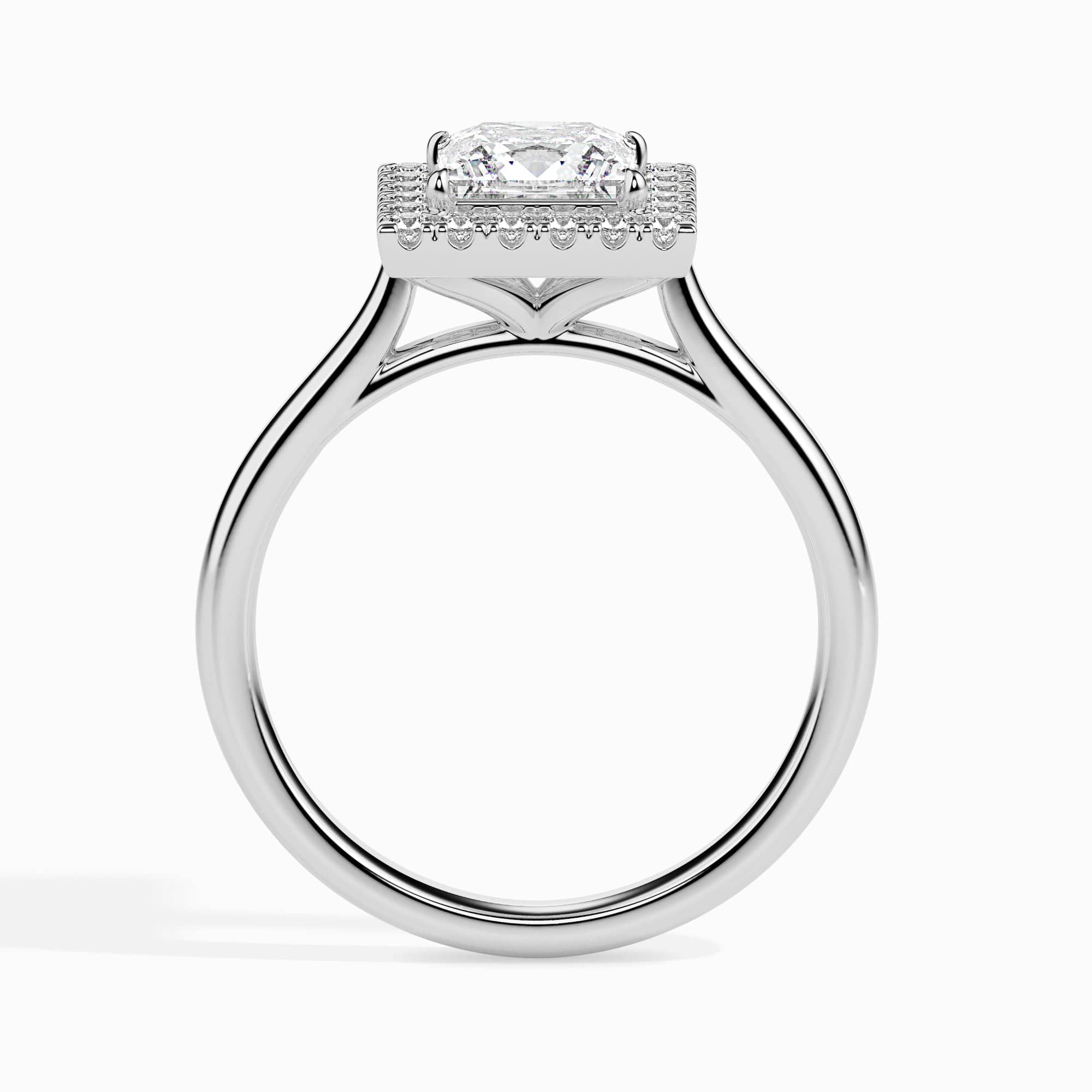 Jewelove™ Rings I VS / Women's Band only 70-Pointer Princess Cut Solitaire Halo Diamond Platinum Ring JL PT 19022-B