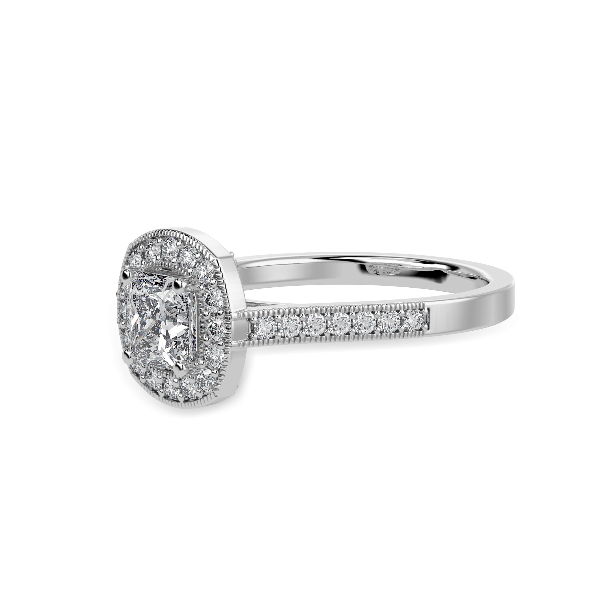 Jewelove™ Rings I VS / Women's Band only 70-Pointer Princess Cut Solitaire Halo Diamond Shank Platinum Ring JL PT 1331-B