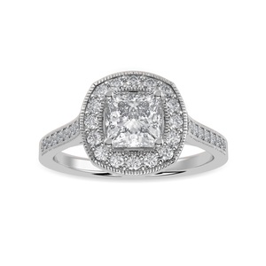 Jewelove™ Rings I VS / Women's Band only 70-Pointer Princess Cut Solitaire Halo Diamond Shank Platinum Ring JL PT 1331-B