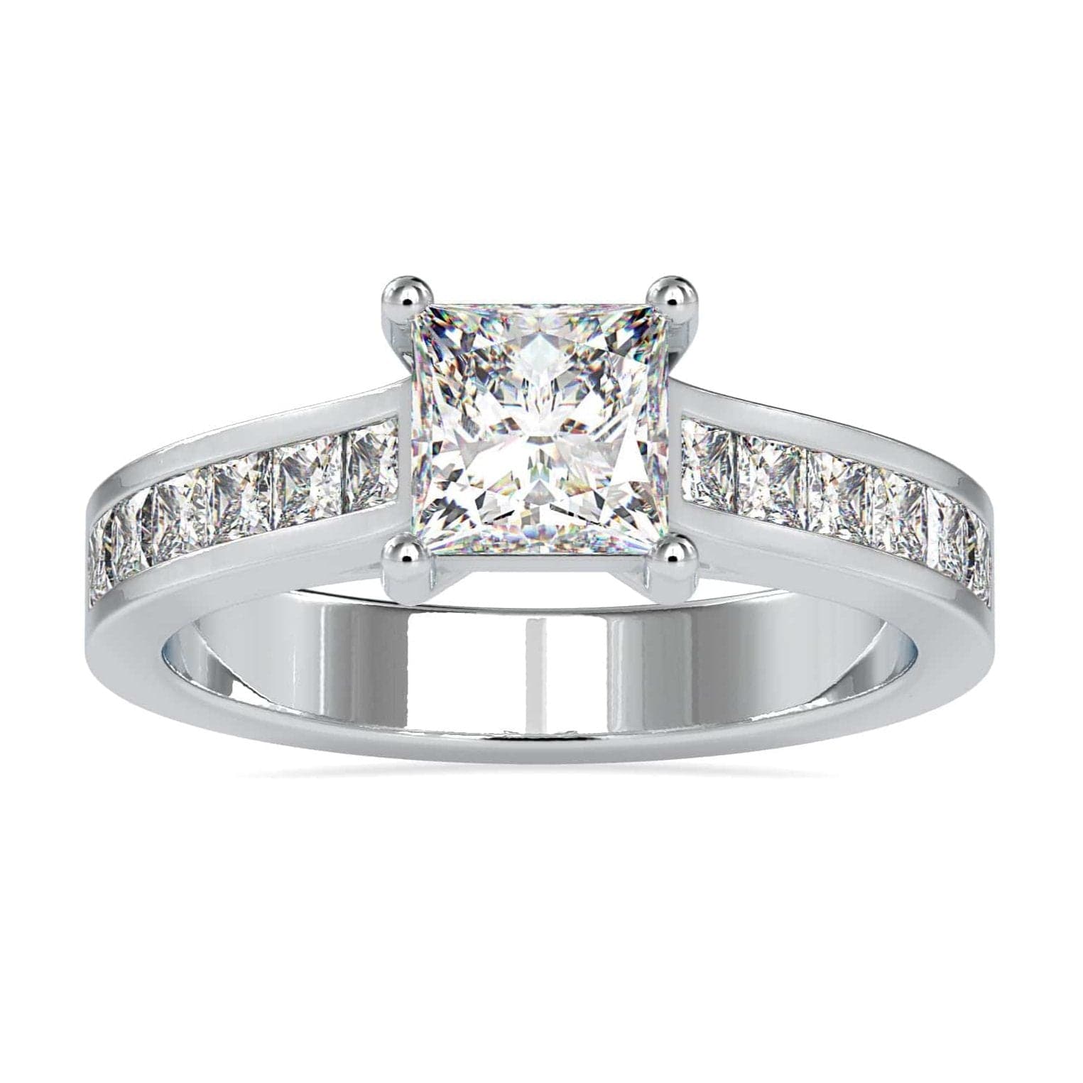 Jewelove™ Rings VS I / Women's Band only 70-Pointer Princess Cut Solitaire Platinum Diamond Shank Ring JL PT 0057-B