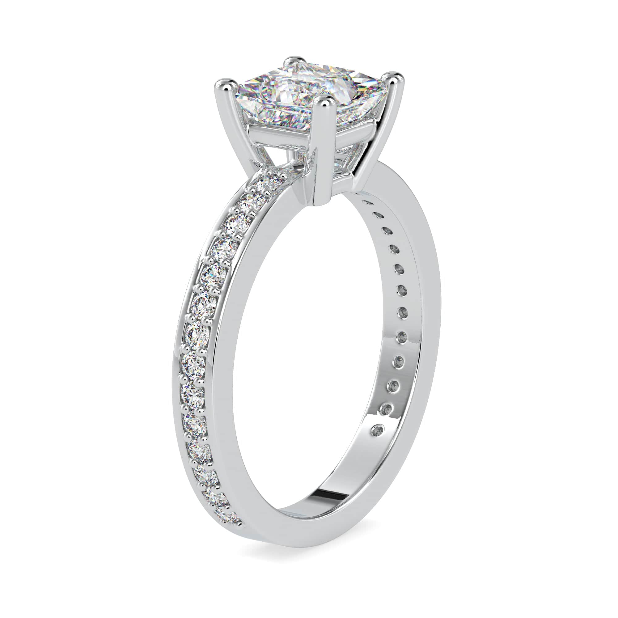 Jewelove™ Rings VS I / Women's Band only 70-Pointer Princess Cut Solitaire Platinum Diamond Shank Ring JL PT 0155-B