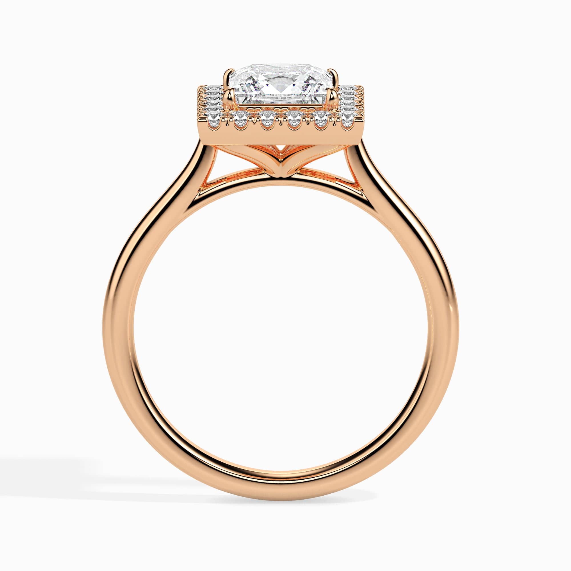 Jewelove™ Rings Women's Band only / VS I 70-Pointer Princess Cut Solitaire Square Halo Diamond 18K Rose Gold Ring JL AU 19022R-B