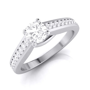 Jewelove™ Rings J VS / Women's Band only 70-Pointer Raised Solitaire Platinum Diamond Shank Engagement Ring JL PT G 120-B