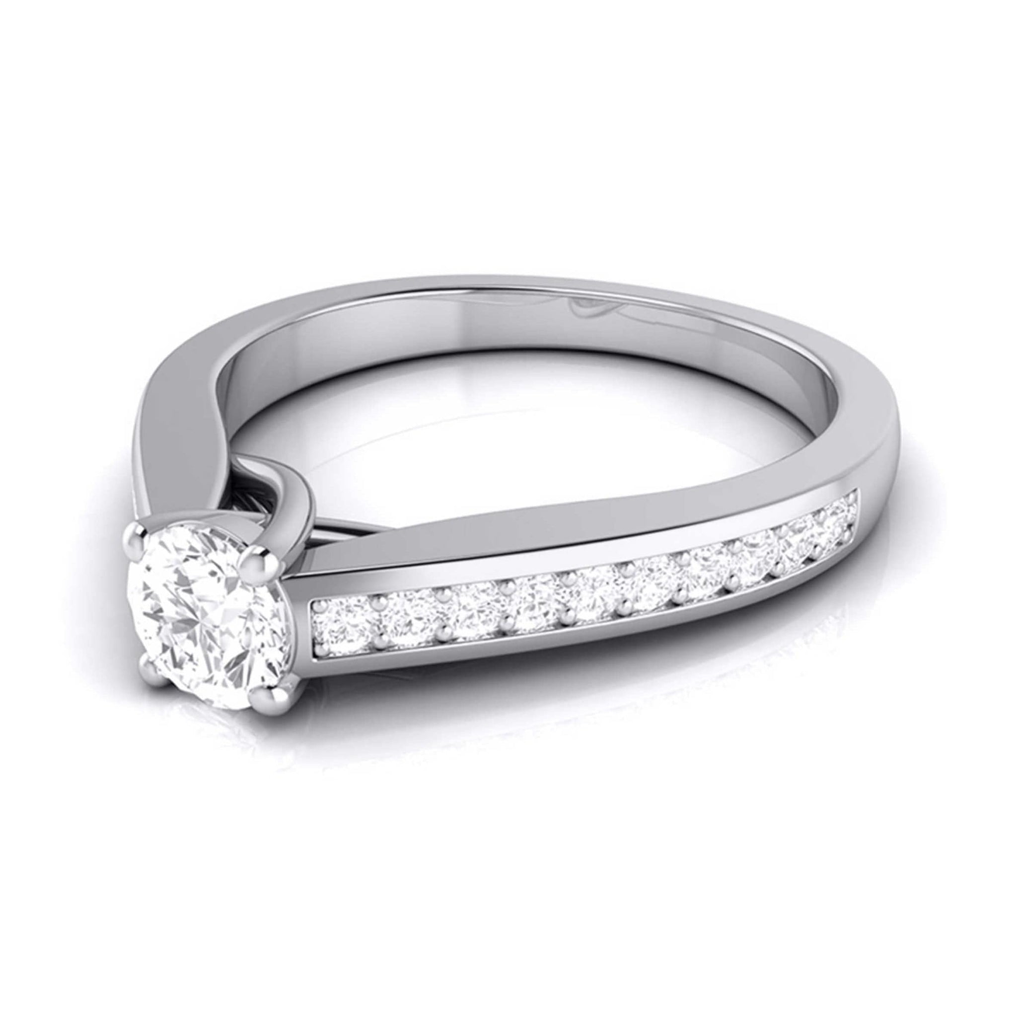 Jewelove™ Rings J VS / Women's Band only 70-Pointer Raised Solitaire Platinum Diamond Shank Engagement Ring JL PT G 120-B