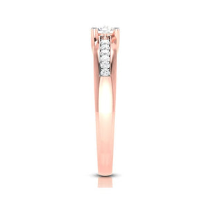 Jewelove™ Rings Women's Band only / VS J 70-Pointer Solitaire 18K Rose Gold Ring with Diamond Accents JL AU G 119R-B