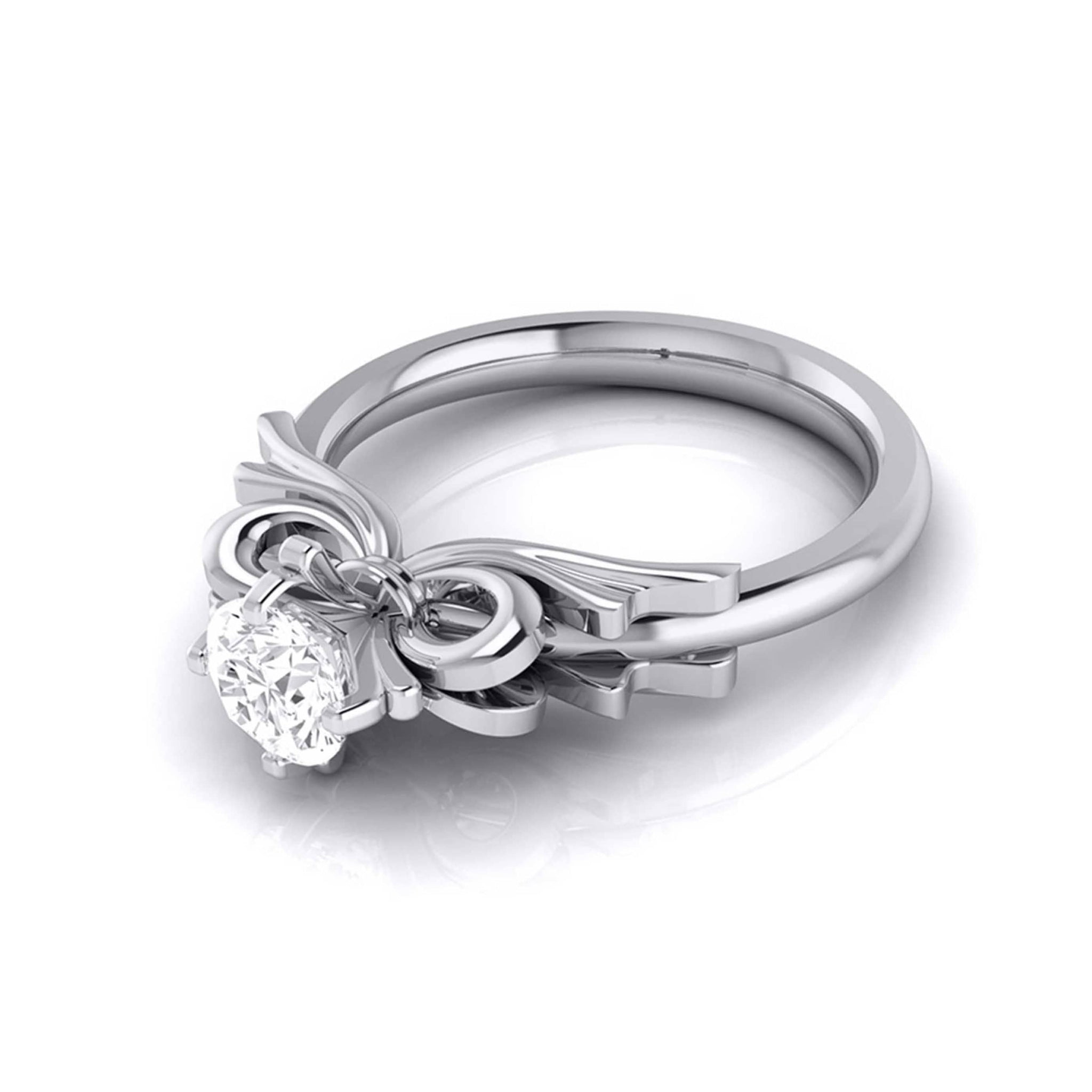 Jewelove™ Rings J VS / Women's Band only 70-Pointer Solitaire Designer Bow Platinum Ring JL PT G 108-B