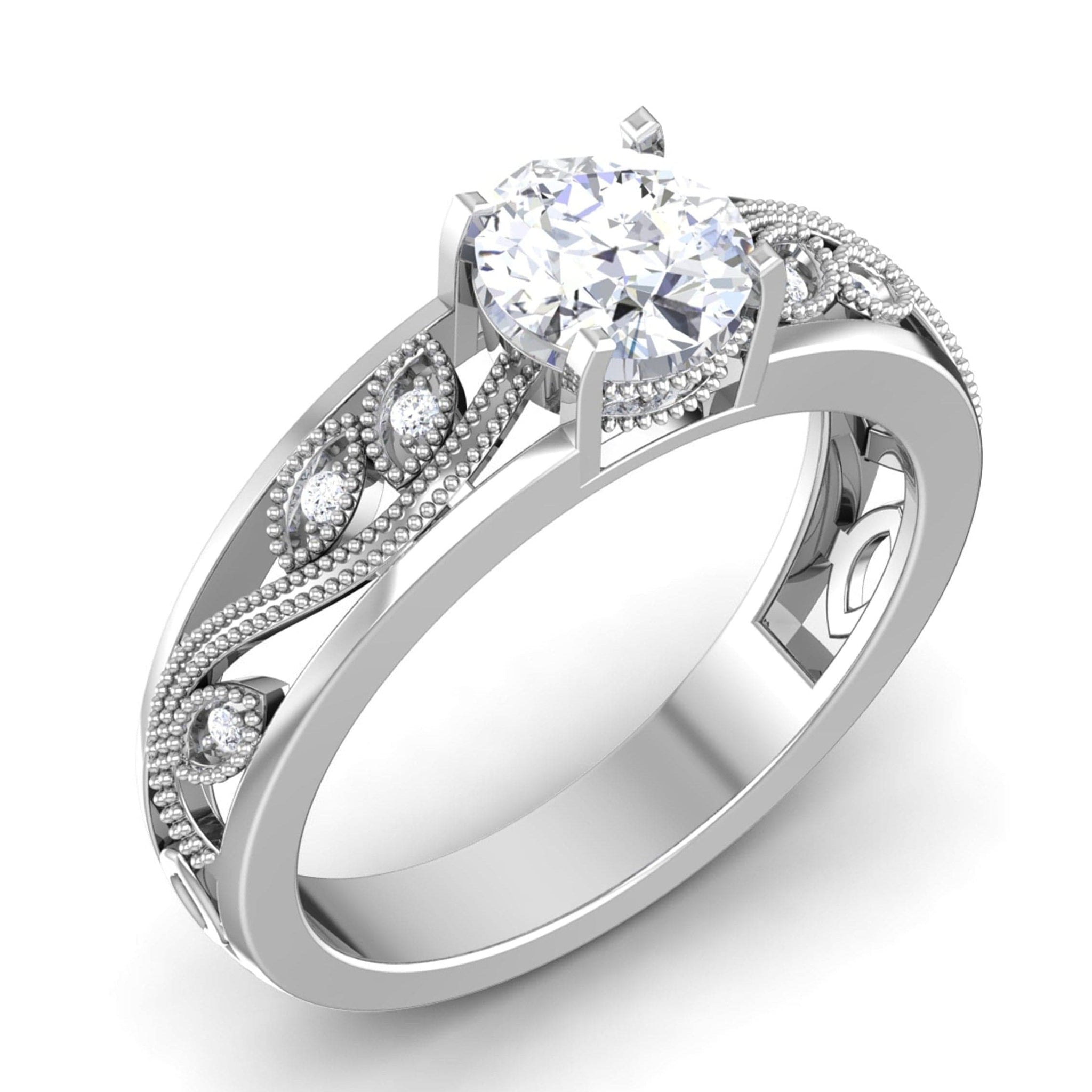 Jewelove™ Rings Women's Band only / VS J 70-Pointer Solitaire Designer Platinum Engagement Ring JL PT 6847-B