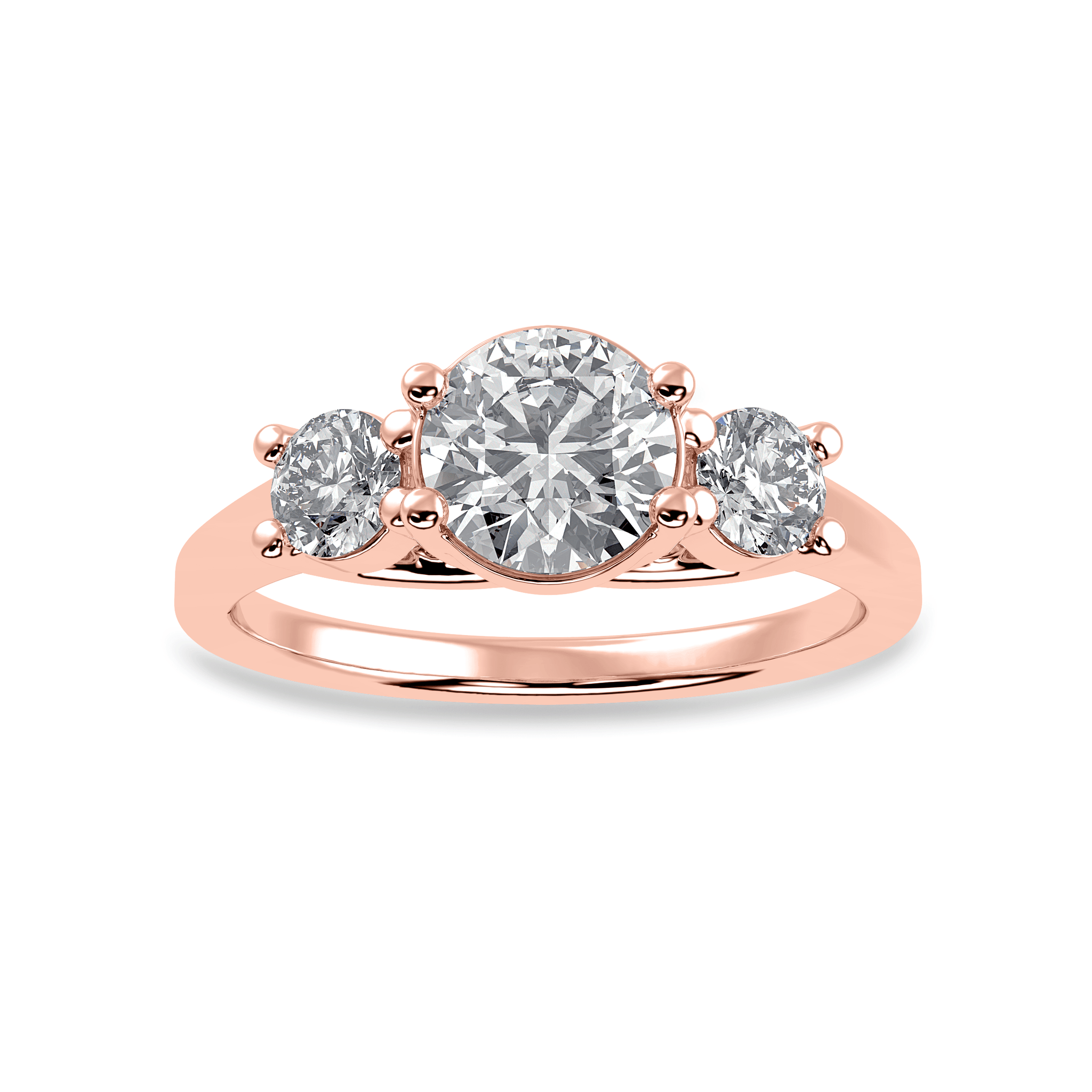 Jewelove™ Rings Women's Band only / VS J 70-Pointer Solitaire Diamond Accents 18K Rose Gold Ring JL AU 1229R-B