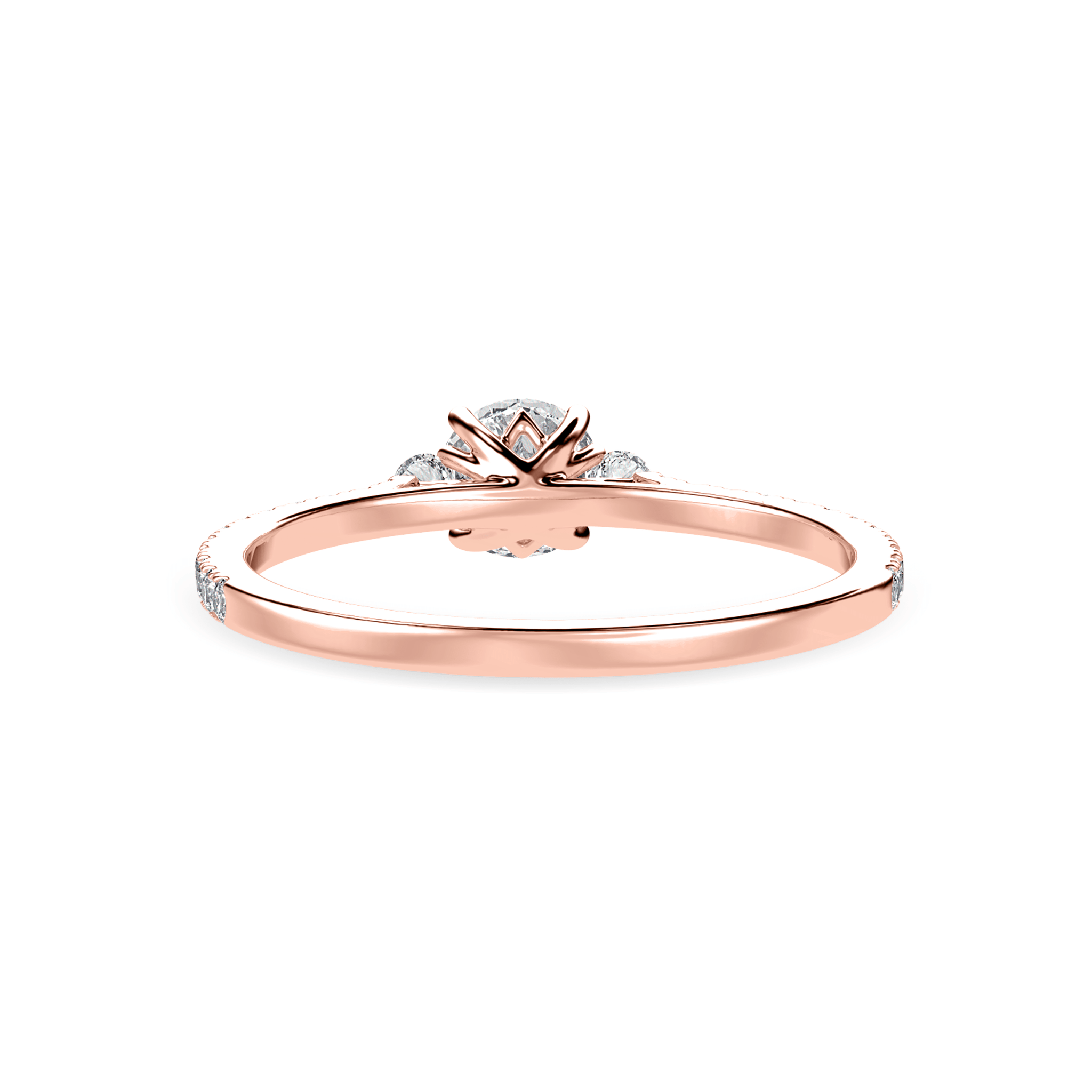 Jewelove™ Rings Women's Band only / VS J 70-Pointer Solitaire Diamond Accents Shank 18K Rose Gold Ring JL AU 1238R-B