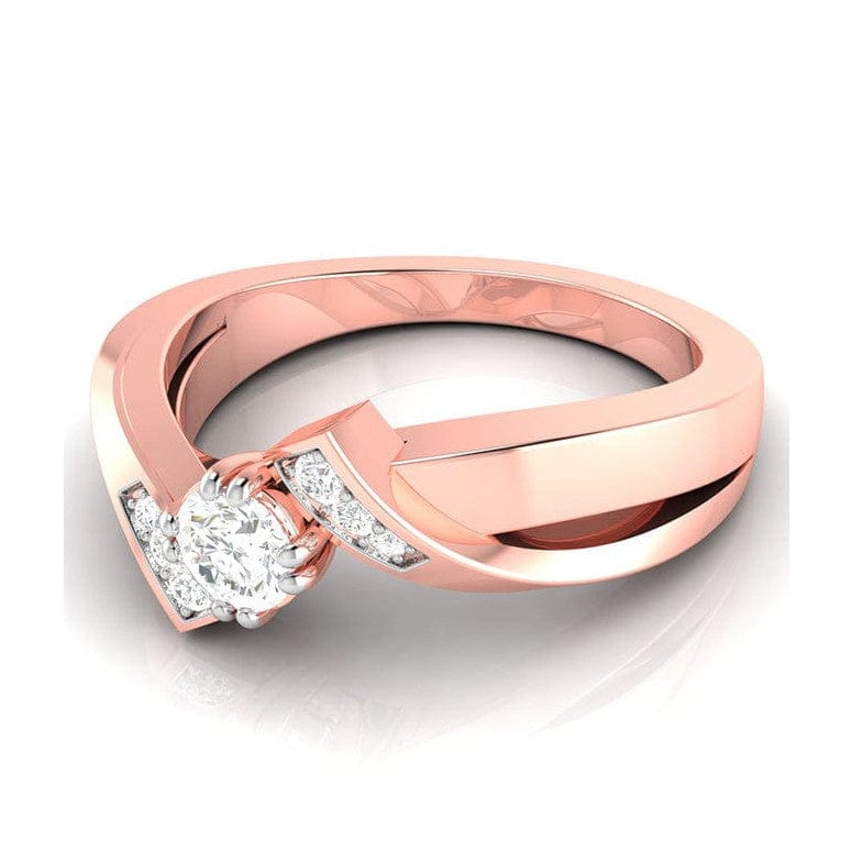 Jewelove™ Rings Women's Band only / VS J 70-Pointer Solitaire Diamond Designer Rose Gold Solitaire Ring JL AU G 104R-B