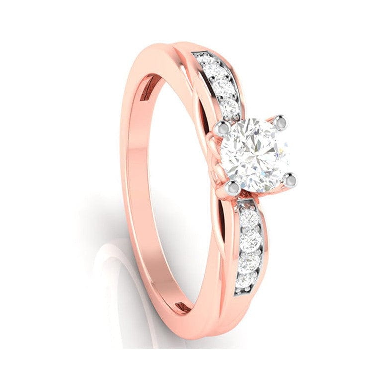 Jewelove™ Rings Women's Band only / VS J 70-Pointer Solitaire Diamond Shank 18K Rose Gold with Hidden Heart JL AU G 118R-B