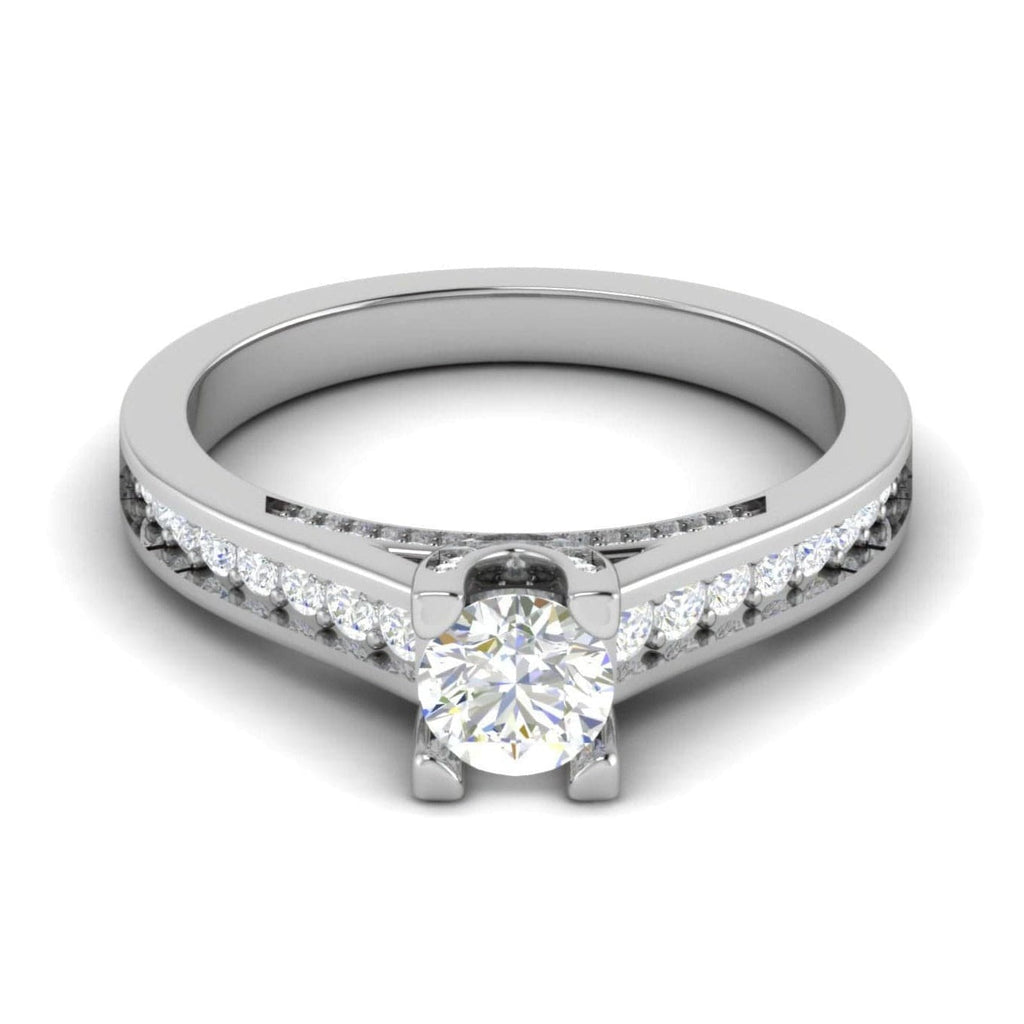 Jewelove™ Rings VS J / Women's Band only 70-Pointer Solitaire Diamond Shank Platinum Ring JL PT RP RD 140-B